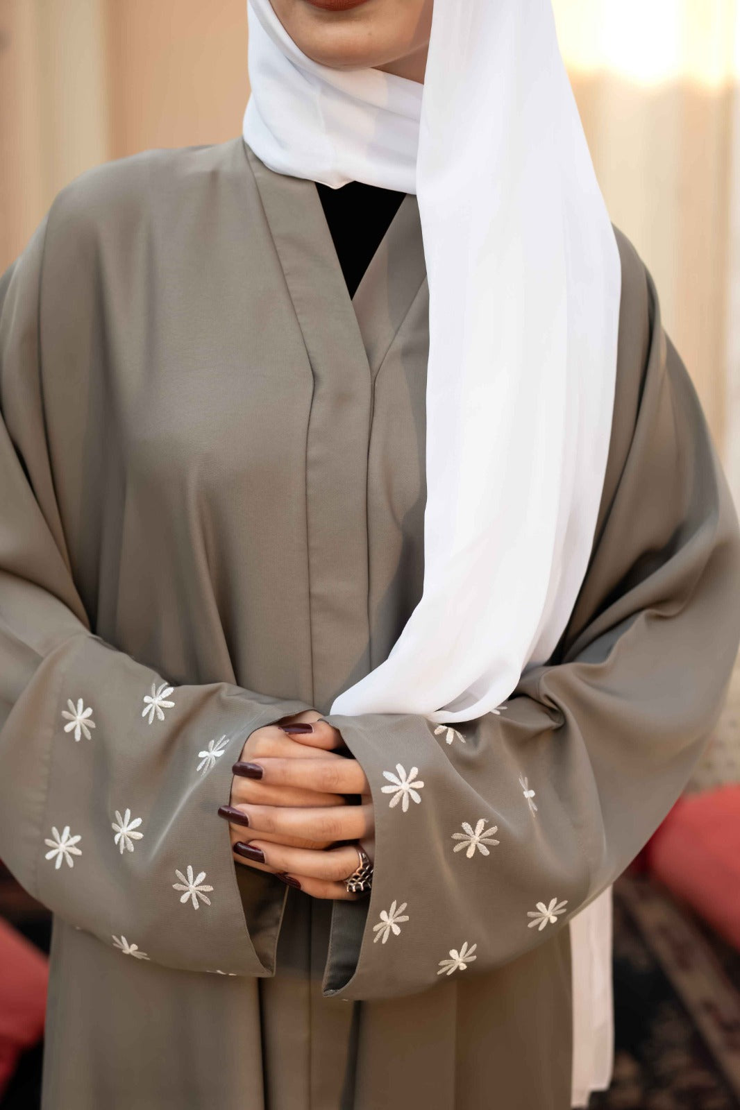 Sage Bloom Embroidered Abaya
